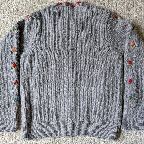French Knot x Sundance Heritage Bloom Gray Sweater Cardigan Women's Small - Picture 2 of 8